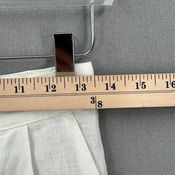 ENZA COSTA Tapered Pleated Pant Womens 25 White Linen Trouser Undyed High Waist - Picture 13 of 16